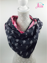 Wéckelschal donkelgro+rosa