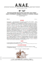 ANAE N°167 - Neuropsychologie des fonctions exécutives chez l’enfant : enjeux scientifiques, stratégies d’examen et contextes clinique