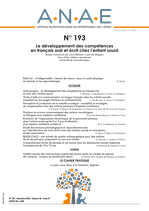 ANAE N° 193 - ANAE N° 193 – Le développement des compétences en français oral et écrit chez l’enfant sourd