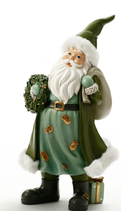 Babbo Natale Con Ghirlanda Verde/Oro