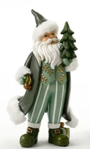 Babbo Natale Con Albero Verde/Oro