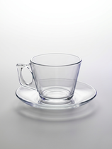 Tasse + Untertasse 'gehärtetes Glas - Vela'
