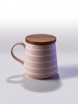 Tasse & Holzdeckel - hellrosa