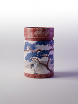 Japan-Teedose 'Crane' rotbraun