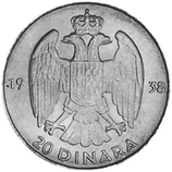 20 Dinar Peter II Jugoslawien 1938