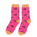 Socken / One Size 37-41 / mit Dackel pink orange