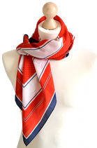 Vintage foulard, shawl, P. FLORENCE, rood/wit/blauw
