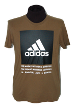 Adidas, drei streifen shirt, groen - taupe, Mt. M