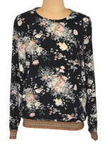 LOLLYS LAUNDRY blousetop, zwart/flowers, Mt. S