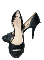 Liu Jo satin peeptoes, stras, zwart, Mt. 37