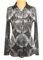 KOMAROV  plissé blouse, bruin/zilver, Mt. L