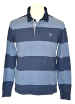 Gant sweater met kraagje, trui, gestreept, blauw, Mt. M