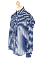 Xacus gestreept overhemd, supercotone, blauw, Mt. 38