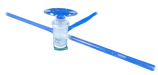 LLAVE DE PASO DE VIDRIO DE 3 VIAS (T) DE 2 MM CON LLAVE DE VIDRIO MARCA: PYREX CATALOGO: 7440 $600 IVA Incluido