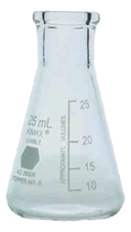 MATRAZ ERLENMEYER BOCA ANGOSTA BORDE DE ARILLO REFORZADO GRADUADO DE 25 ML Marca KIMAX 26500-025 $113 IVA Incluido
