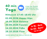 60 min Yoga - MI 17:45-18:45 Uhr (online)