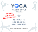 Yoga Mixed Style (Mittelsufe) - MI 19:00 Uhr (online) ab 3.9.25