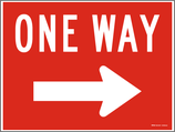 One Way Right Sign Red