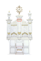 Ornamenten bovenzijde frontpijpen in middentoren
