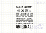 Textstempel ORIGINAL MADE IN GERMANY (Restbestand: wenn weg, dann weg)