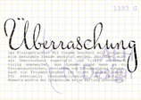 Textstempel ÜBERRASCHUNG MIT KLEINGEDRUCKTEM