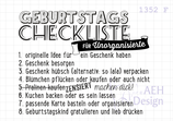 Textstempel GEBURTSTAGS-CHECKLISTE