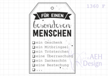 Textstempel FÜR EINEN BESONDEREN MENSCHEN