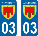 Lot de 2 Blasons Auvergne 03 Allier