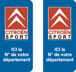 Lot de 2 stickers Citroen Sport avec N° de département