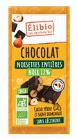 CHOCOLAT  NOIR 72% NOISETTES ENTIERES 180GR