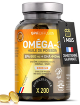 HUILE DE POISSON OMEGA 3 500mg GPH 33%EPA /22%DHA en 100  capsules gélatine