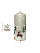 Weihnachtskerze "Winterlandschaft grau 7x15"