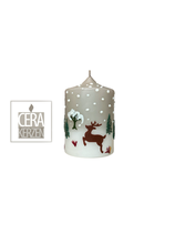 Weihnachtskerze "Winterlandschaft grau 7x10"