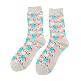 Damensocken Happy Cats silver