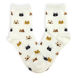 Socken bunte Katzengesichter beige