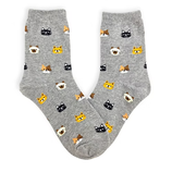 Socken bunte Katzengesichter grau