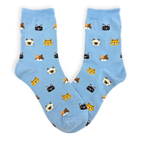 Socken Bunte Katzengesichter hellblau