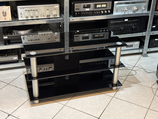 TV/ Hifi-Rack mit geschwäztem Glas und Chromträgern