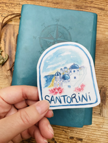 Stickers valise voyage Santorin