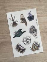 planche stickers "le grimoire des sorcières"
