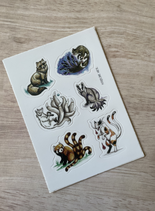 planche stickers "le grimoire des créatures japonaises"