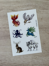 planche stickers "le grimoire des animaux fabuleux"