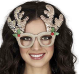 Occhiali Natalizi Corna di Renna con Paillettes Rose Gold e Argento