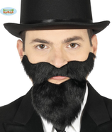 Barba E Baffi Neri Lunghi Con Adesivo