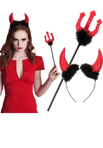 Set Demonio: Tiara con Corna e Forca 1 pz