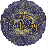 Palloncino in Foil 18" Blu e Oro Glitter Happy Birthday "Glamorous"
