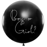 Palloncino in Lattice 39" Nero con Stampa Boy or Girl? Rosa 1mt