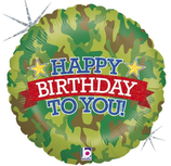 Palloncino in Foil 18" Happy Birthday Mimetico "Camouflage"