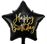 Palloncino in Foil 16" Stella Nera "Happy Birthday"