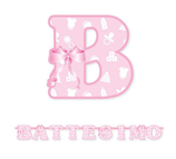 FESTONE SCRITTA BATTESIMO ROSA CM. 140